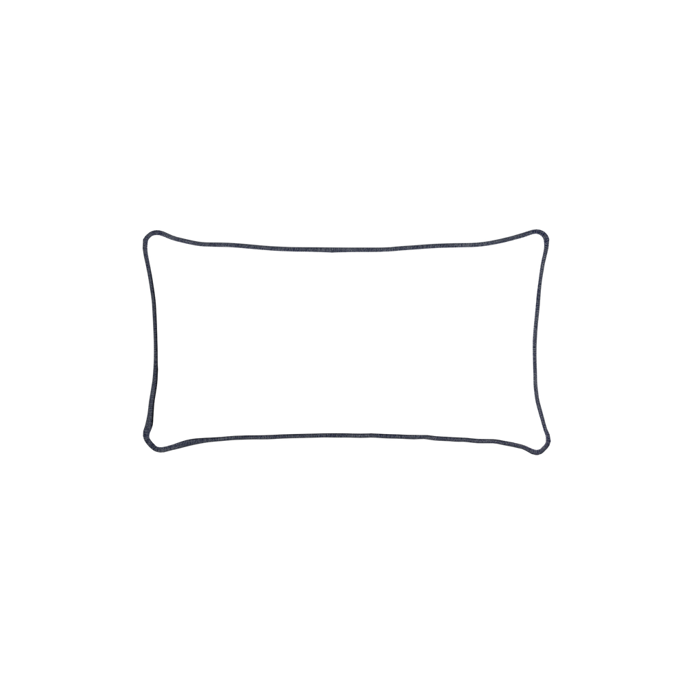 Petite-lumbar beatrice custom embroidered wavepillow with midnight piping on white background