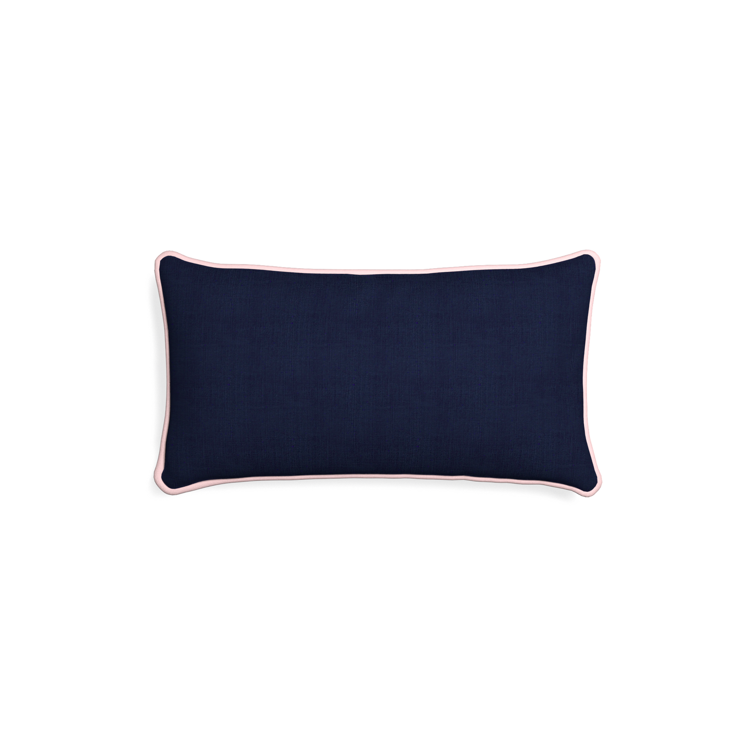 Petite-lumbar midnight custom navy bluepillow with petal piping on white background
