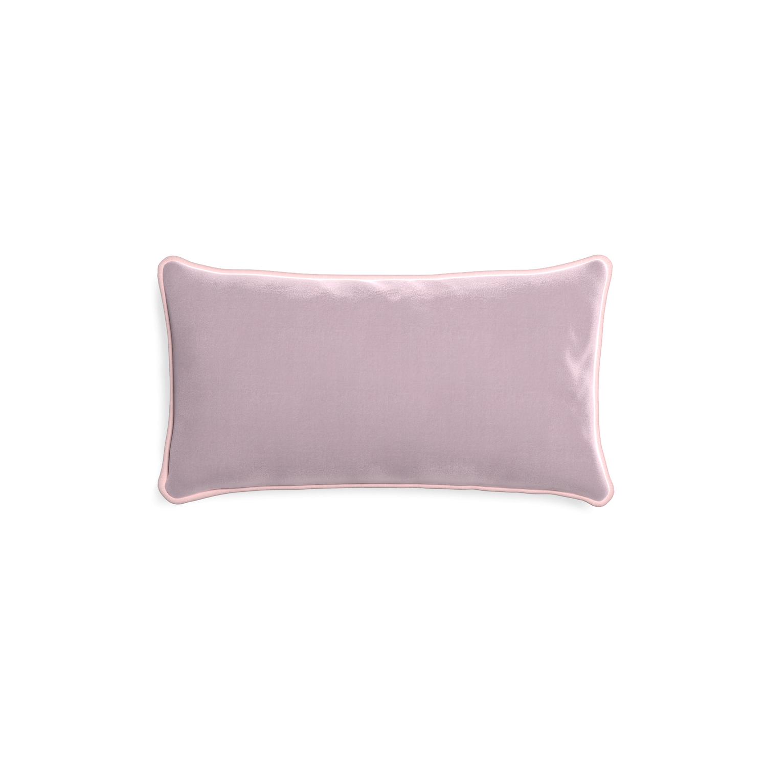 rectangle lilac velvet pillow with light pink piping