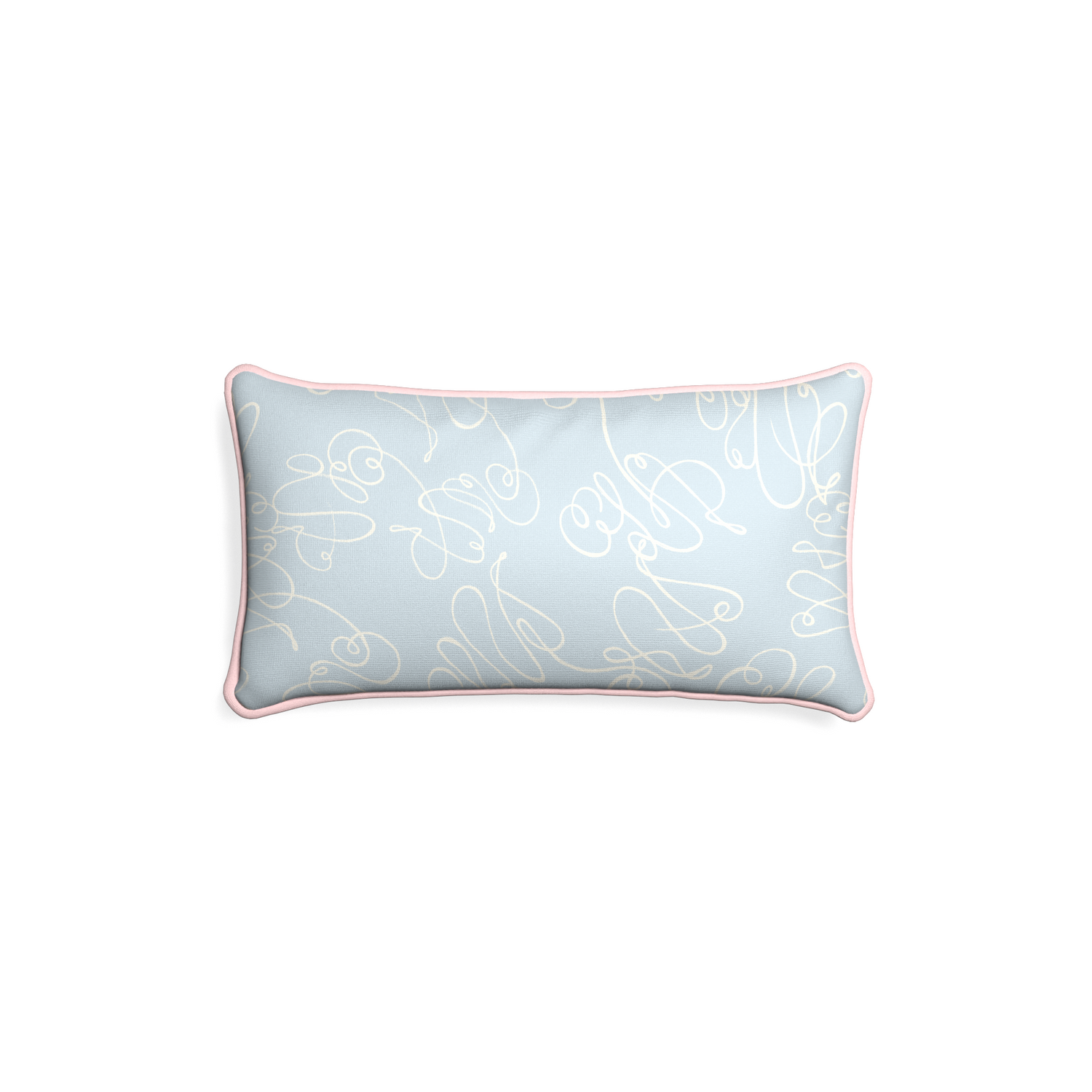 Petite-lumbar mirabella custom powder blue abstractpillow with petal piping on white background