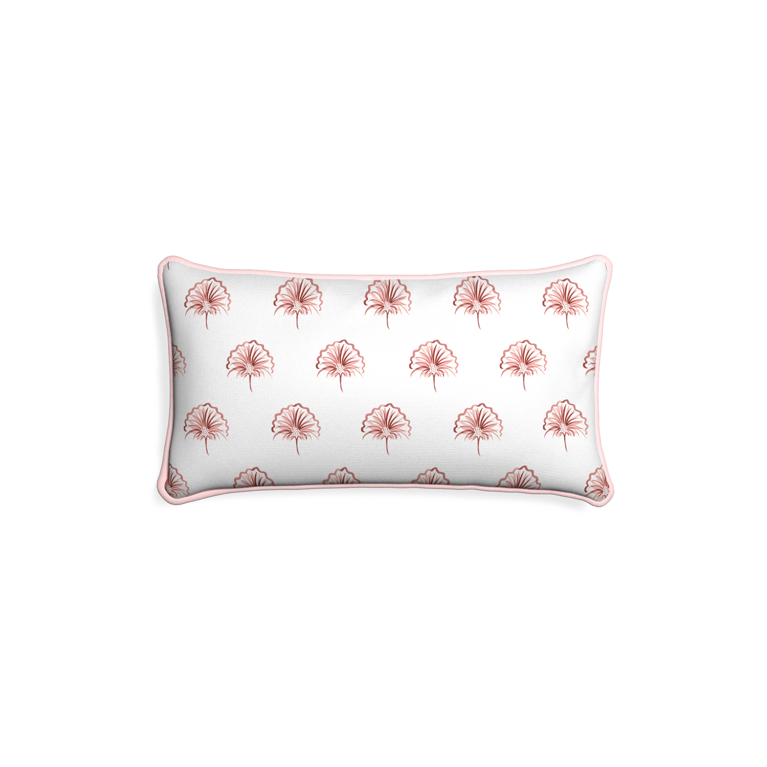 Petite-lumbar penelope rose custom floral pinkpillow with petal piping on white background