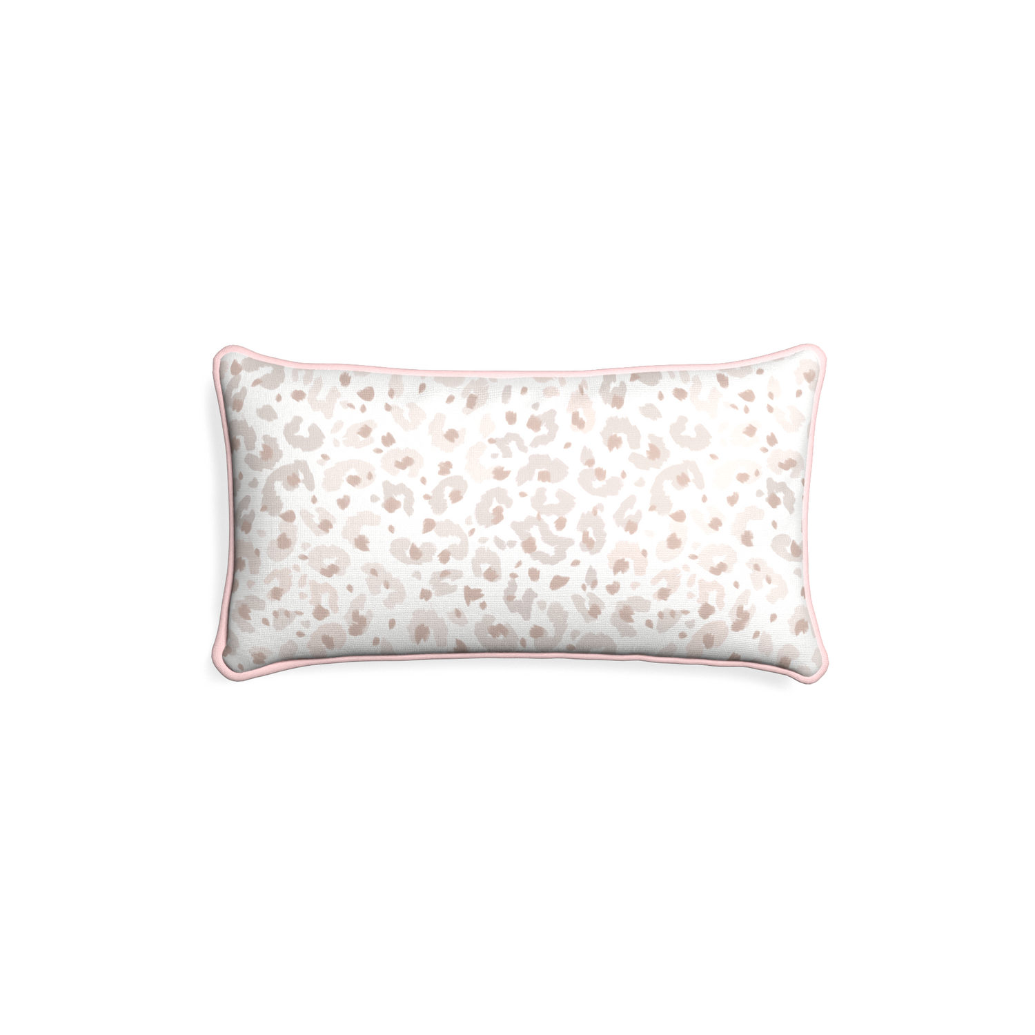 Petite-lumbar rosie custom beige animal printpillow with petal piping on white background