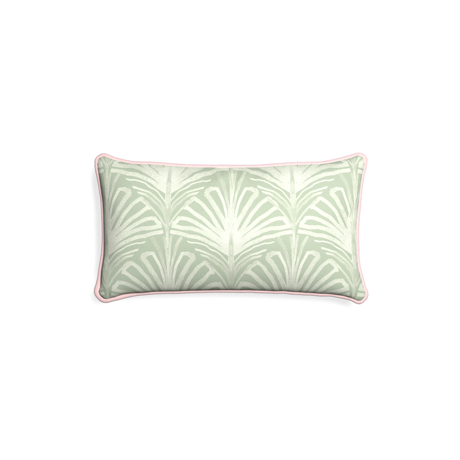 Petite-lumbar suzy sage custom sage green palmpillow with petal piping on white background