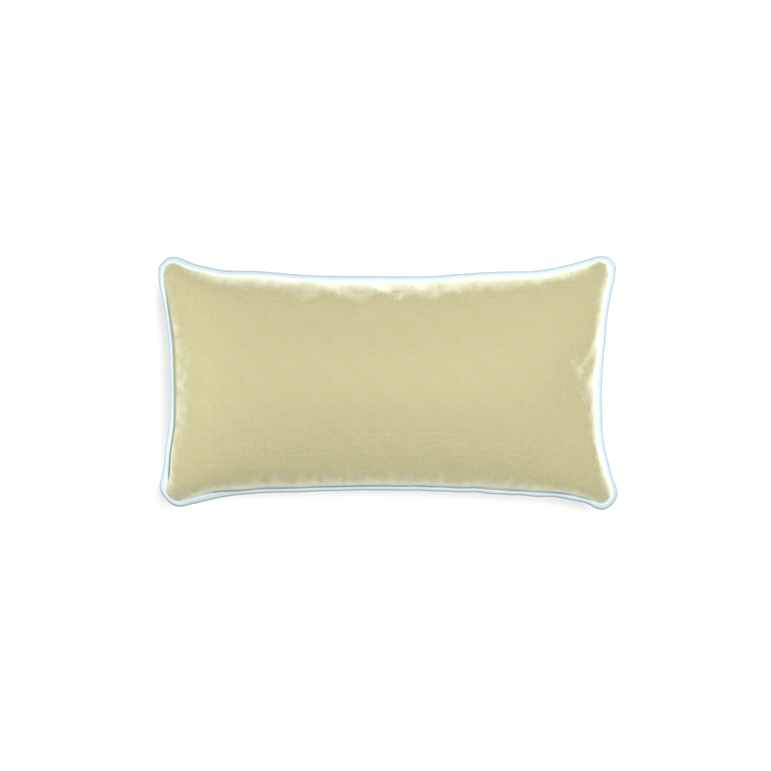 rectangle light green velvet pillow with light blue piping