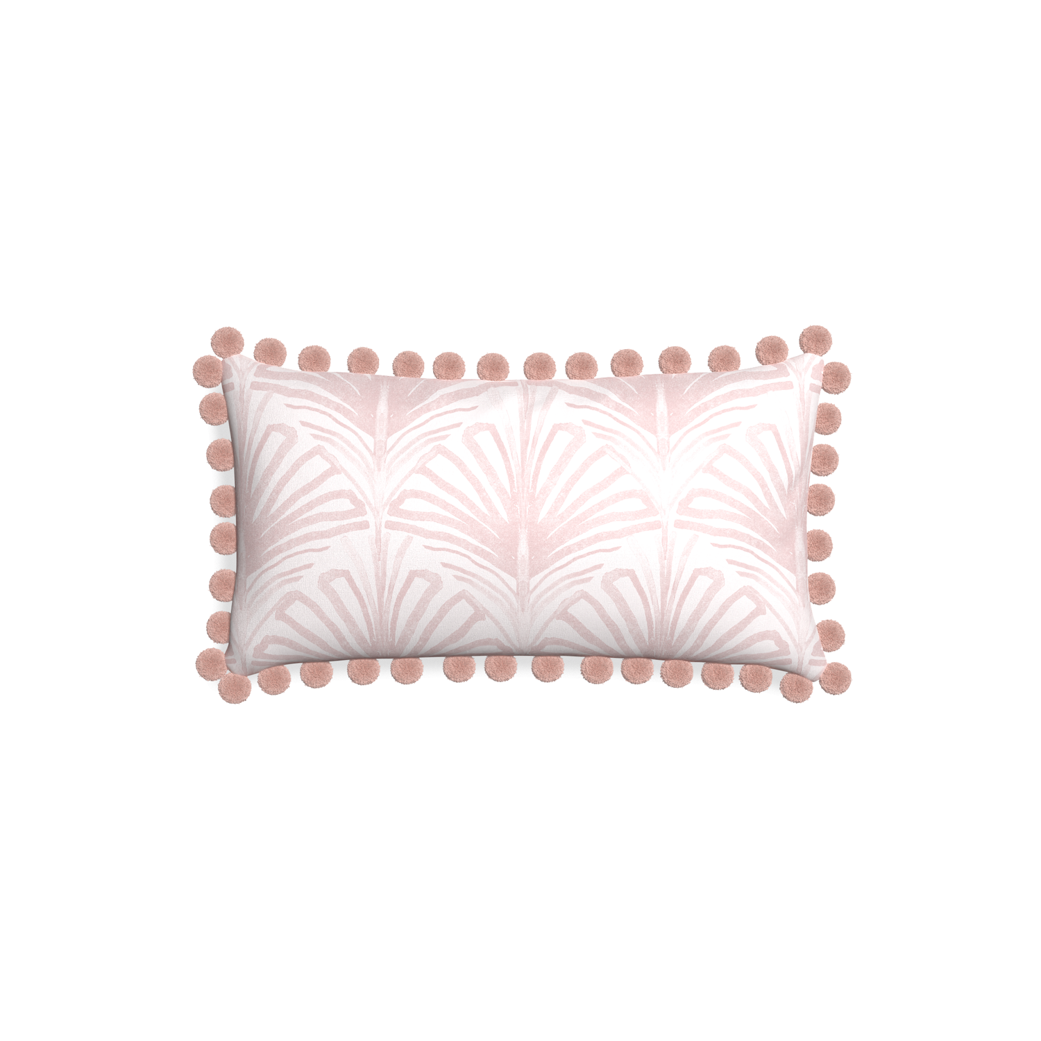 Petite-lumbar suzy rose custom rose pink palmpillow with rose pom pom on white background