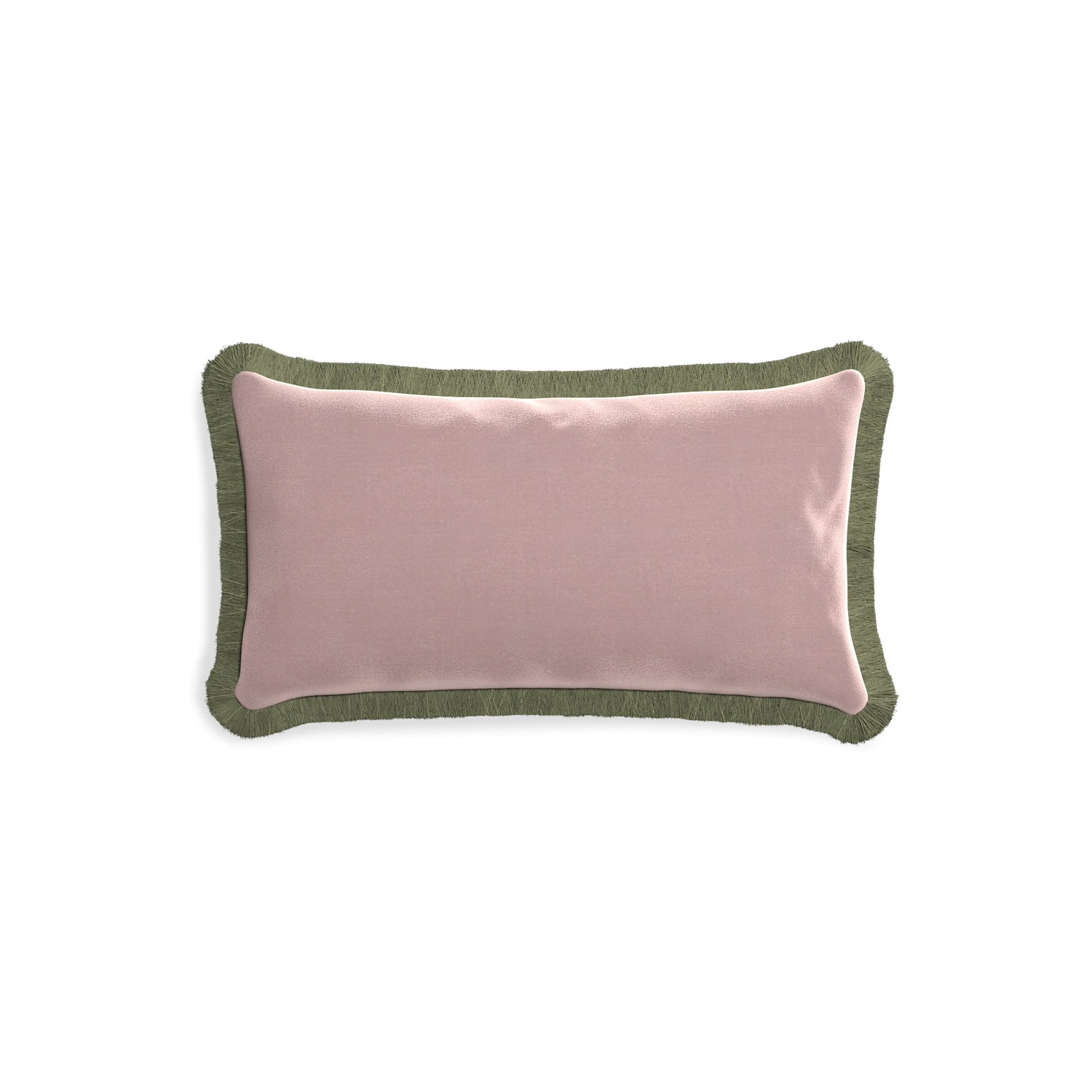 rectangle mauve velvet pillow with sage green fringe