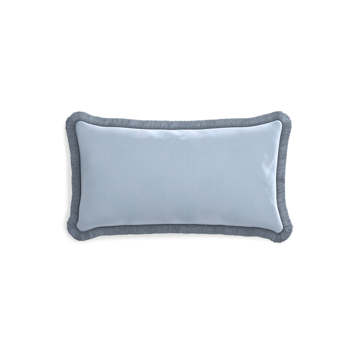 rectangle sky blue velvet pillow with sky blue fringe