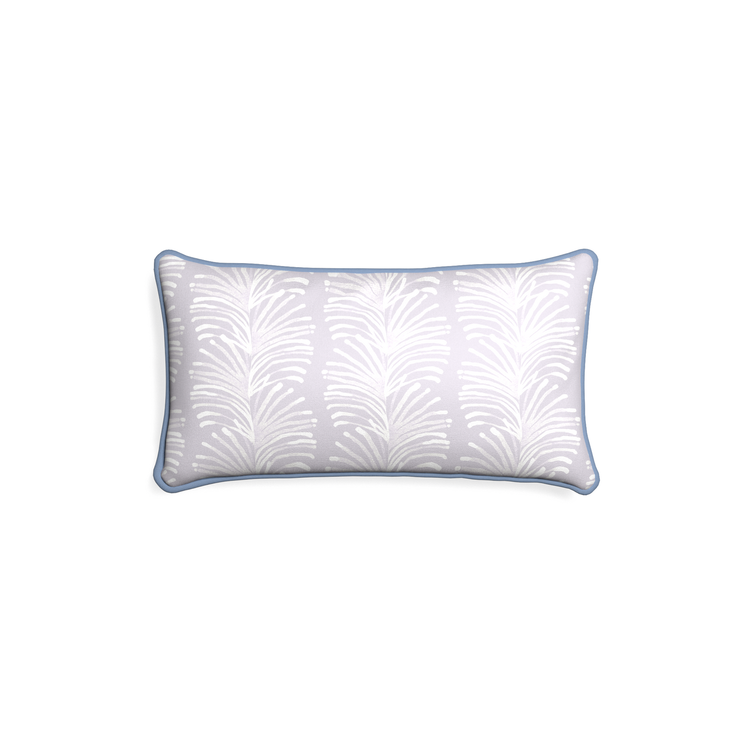 Petite-lumbar emma lavender custom lavender botanical stripepillow with sky piping on white background