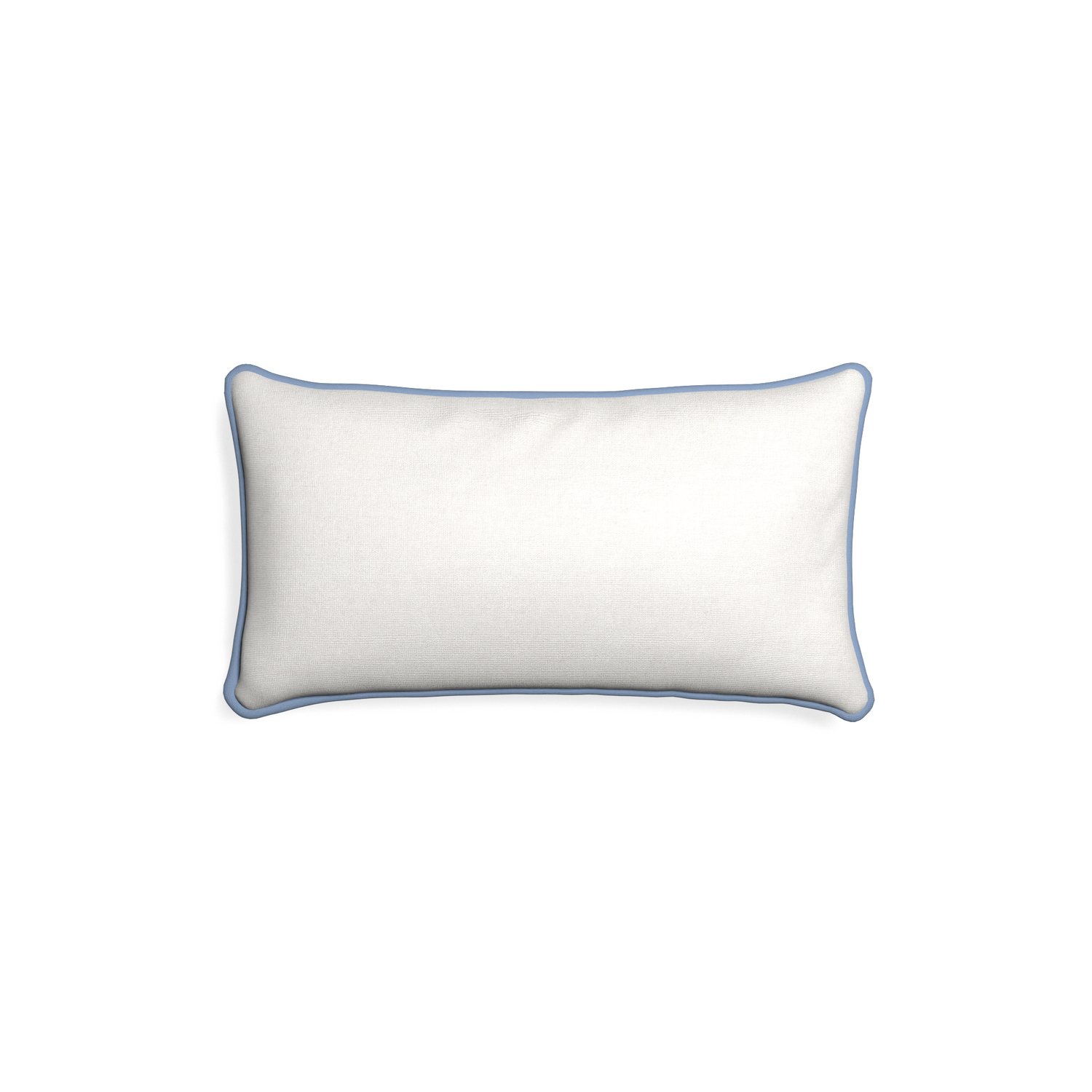 Petite-lumbar flour custom natural whitepillow with sky piping on white background