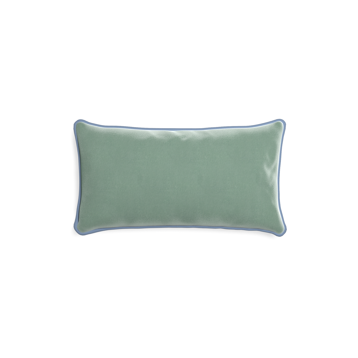 rectangle blue green velvet pillow with sky blue piping