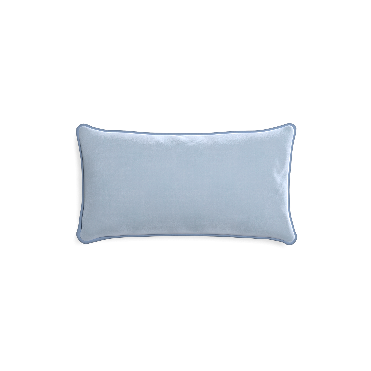 rectangle light blue velvet pillow with sky blue piping