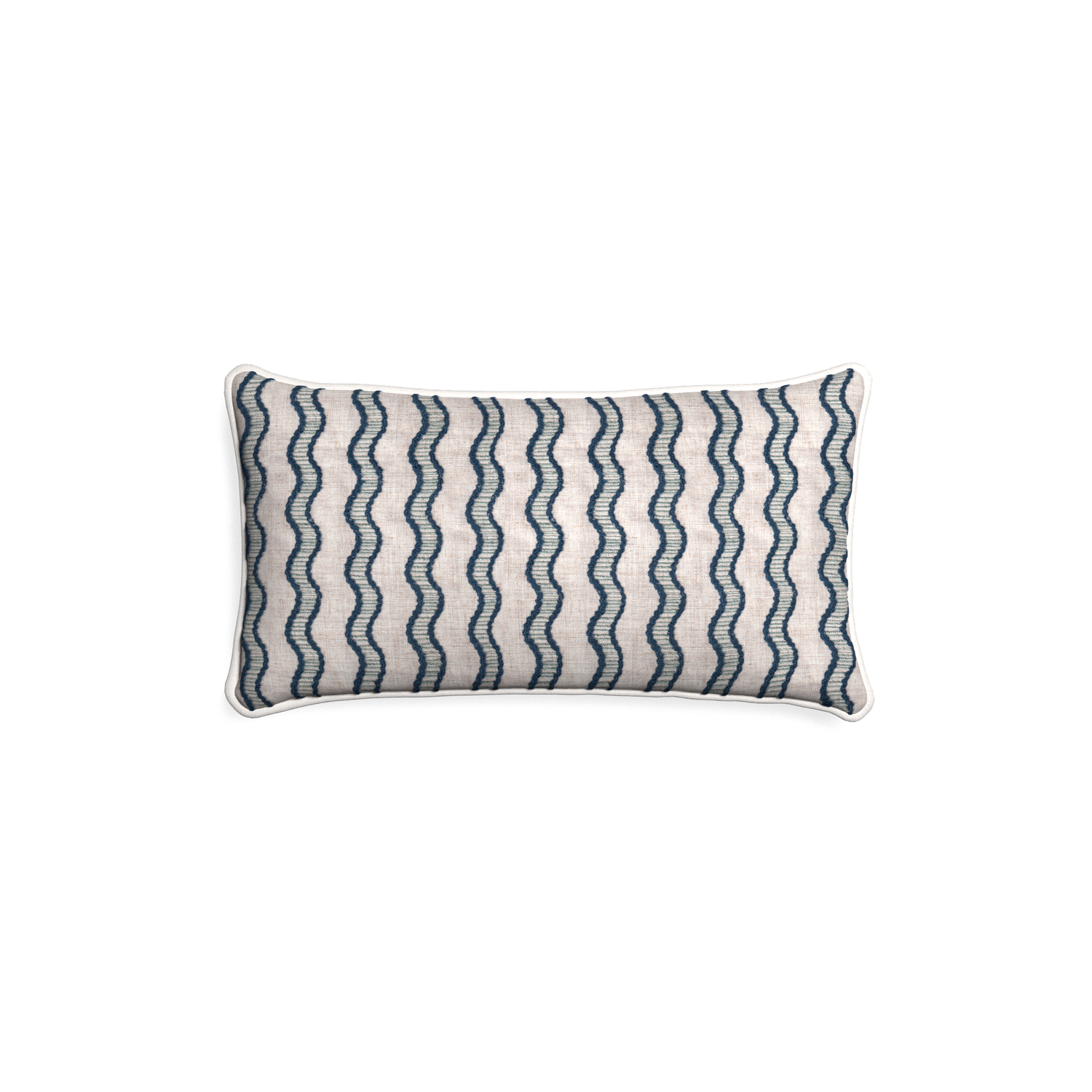 Petite-lumbar beatrice custom embroidered wavepillow with snow piping on white background