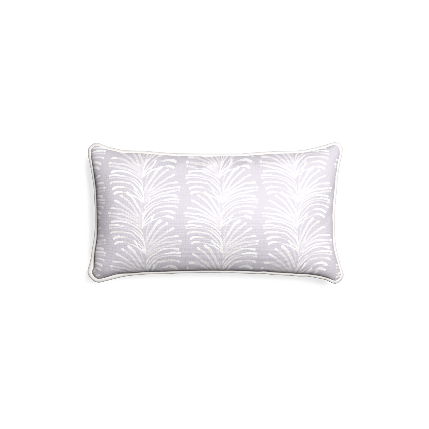 Petite-lumbar emma lavender custom lavender botanical stripepillow with snow piping on white background