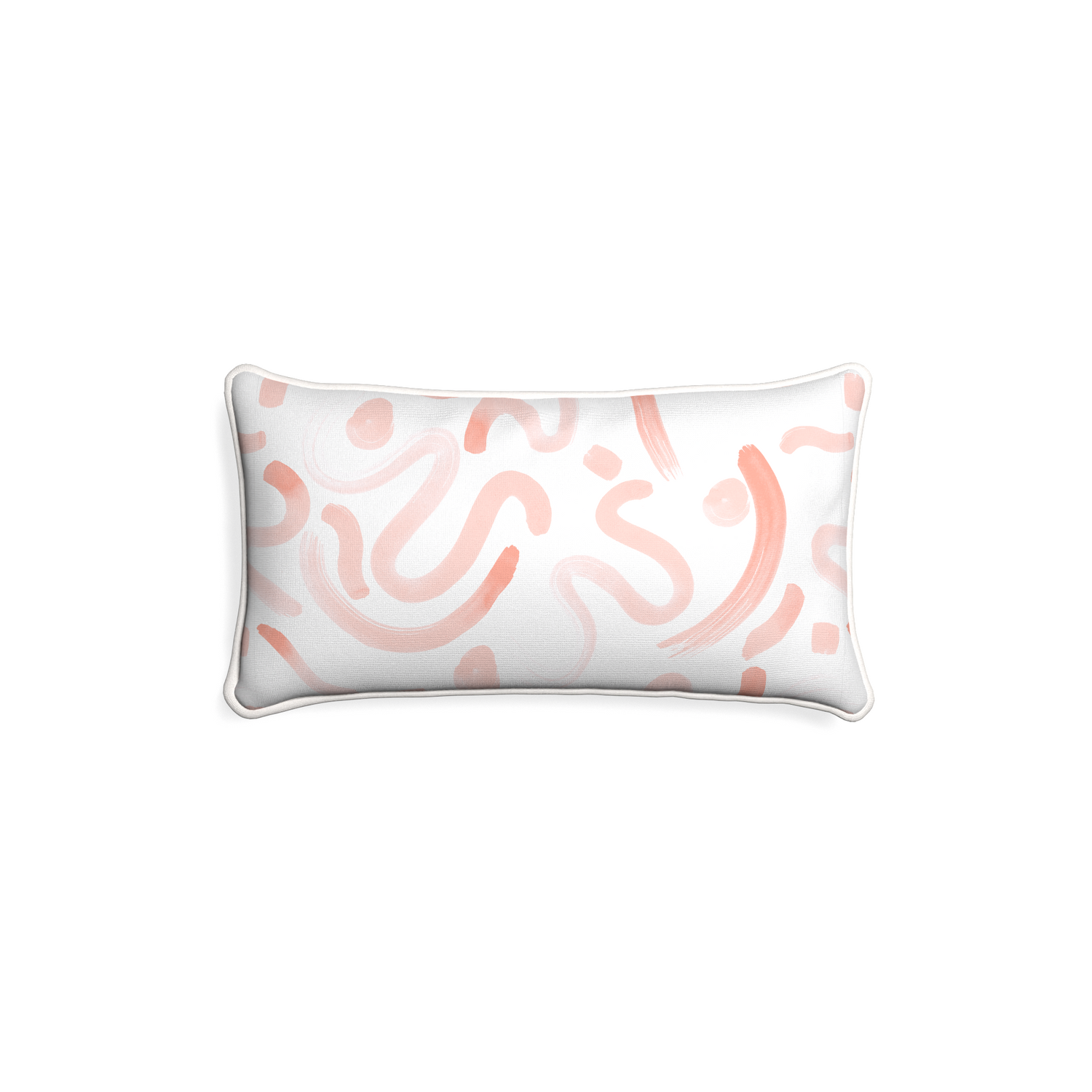 Petite-lumbar hockney pink custom pink graphicpillow with snow piping on white background