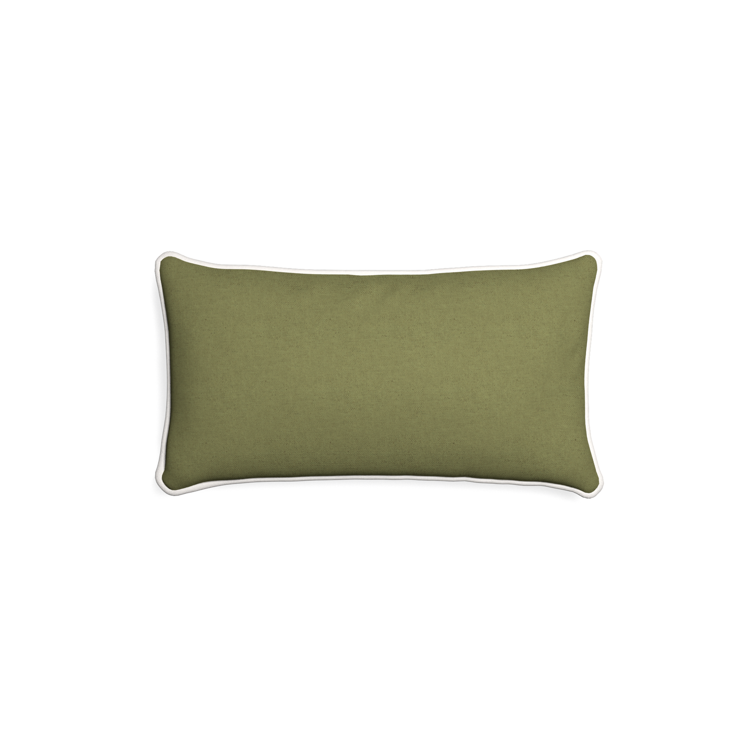 Petite-lumbar moss custom moss greenpillow with snow piping on white background