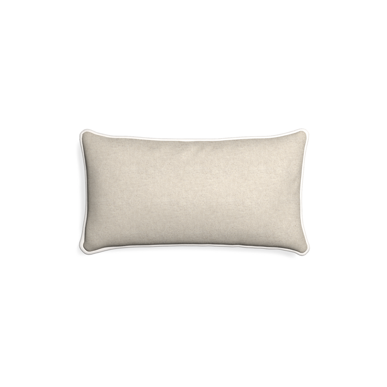 Petite-lumbar oat custom light brownpillow with snow piping on white background