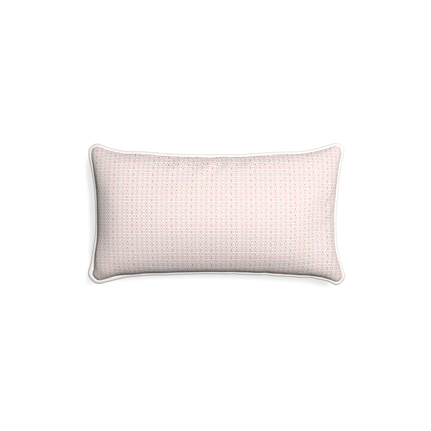 Petite-lumbar loomi pink custom pink geometricpillow with snow piping on white background