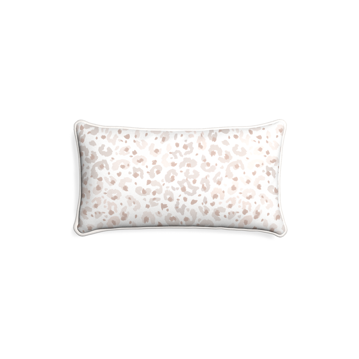Petite-lumbar rosie custom beige animal printpillow with snow piping on white background