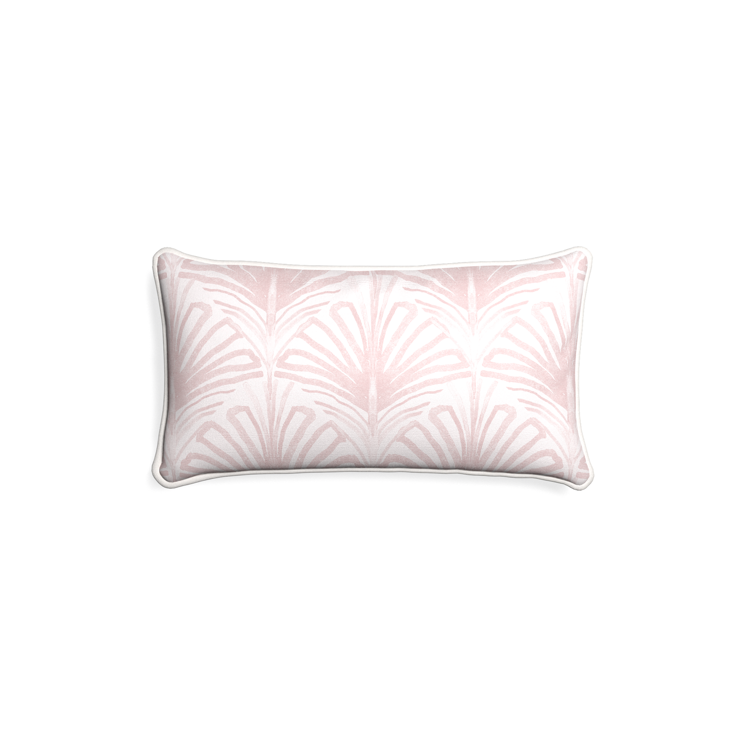 Petite-lumbar suzy rose custom rose pink palmpillow with snow piping on white background