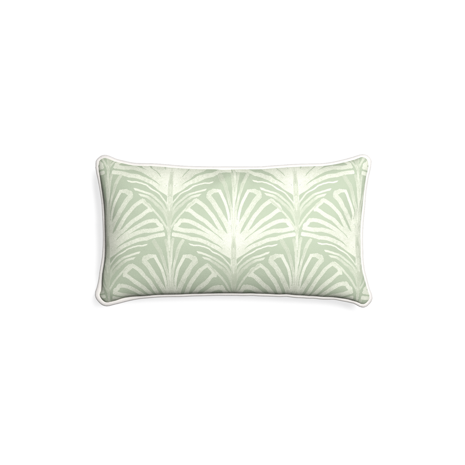 Petite-lumbar suzy sage custom sage green palmpillow with snow piping on white background