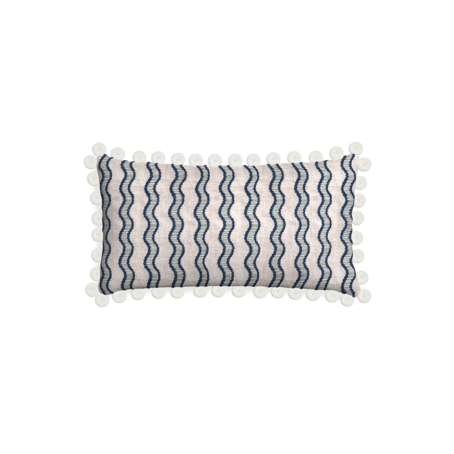 Petite-lumbar beatrice custom embroidered wavepillow with snow pom pom on white background