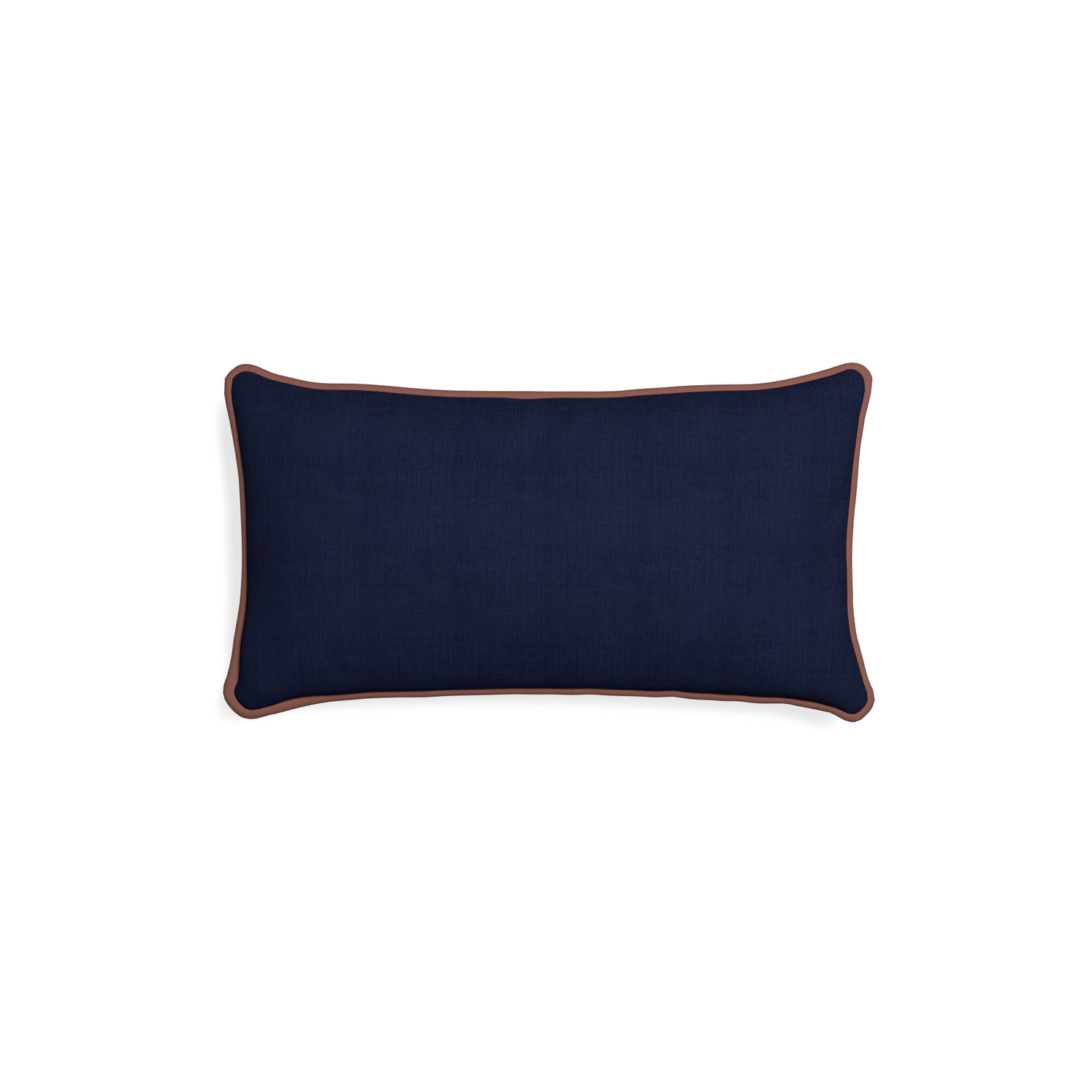 Petite-lumbar midnight custom navy bluepillow with w piping on white background