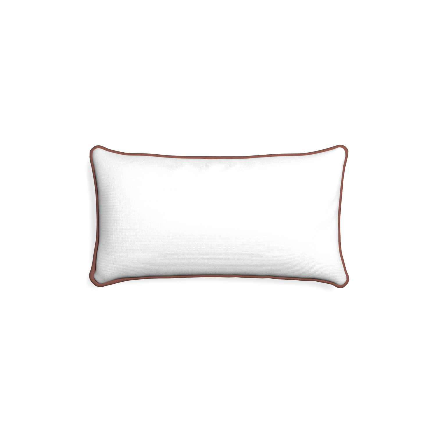 Petite-lumbar snow custom white cottonpillow with w piping on white background