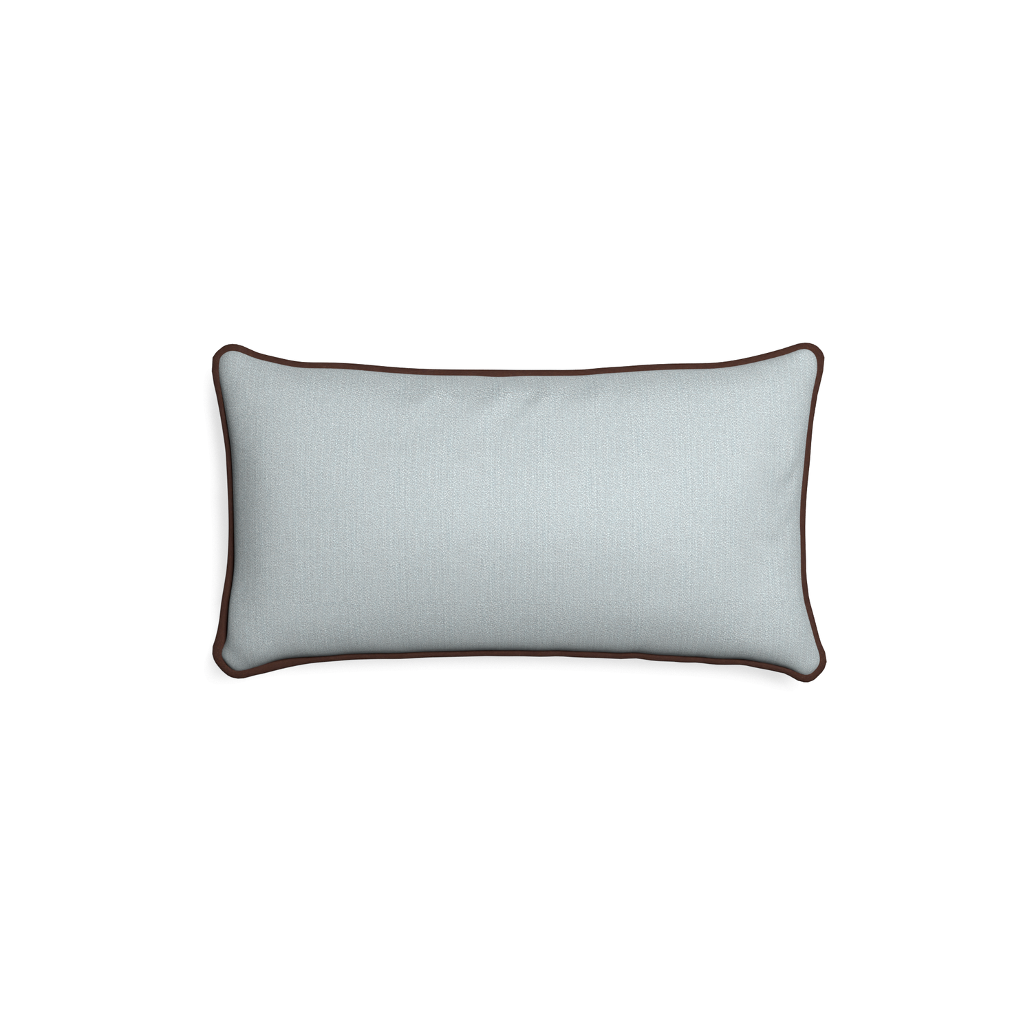 Petite-lumbar sea custom grey bluepillow with w piping on white background