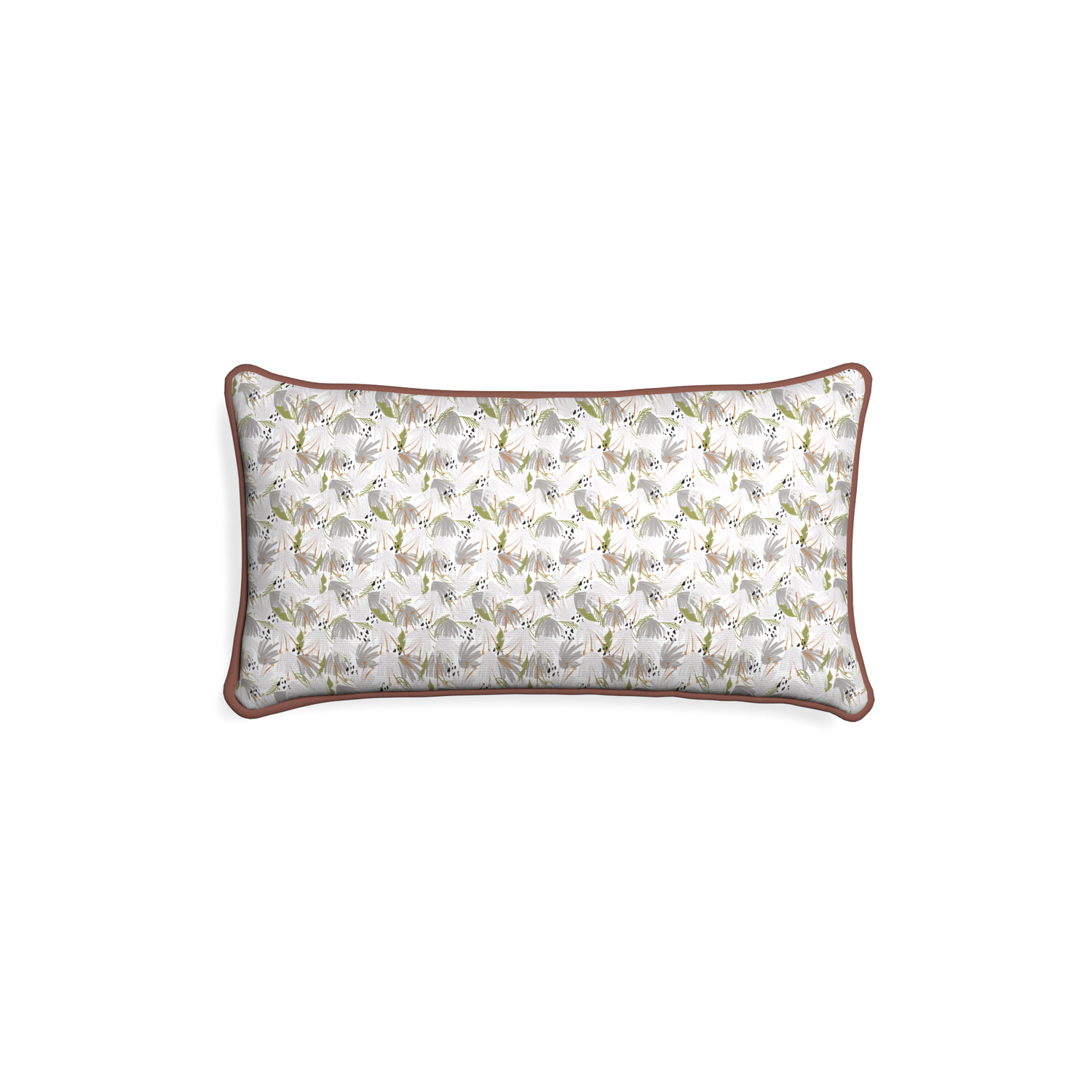 Petite-lumbar eden grey custom grey floralpillow with w piping on white background
