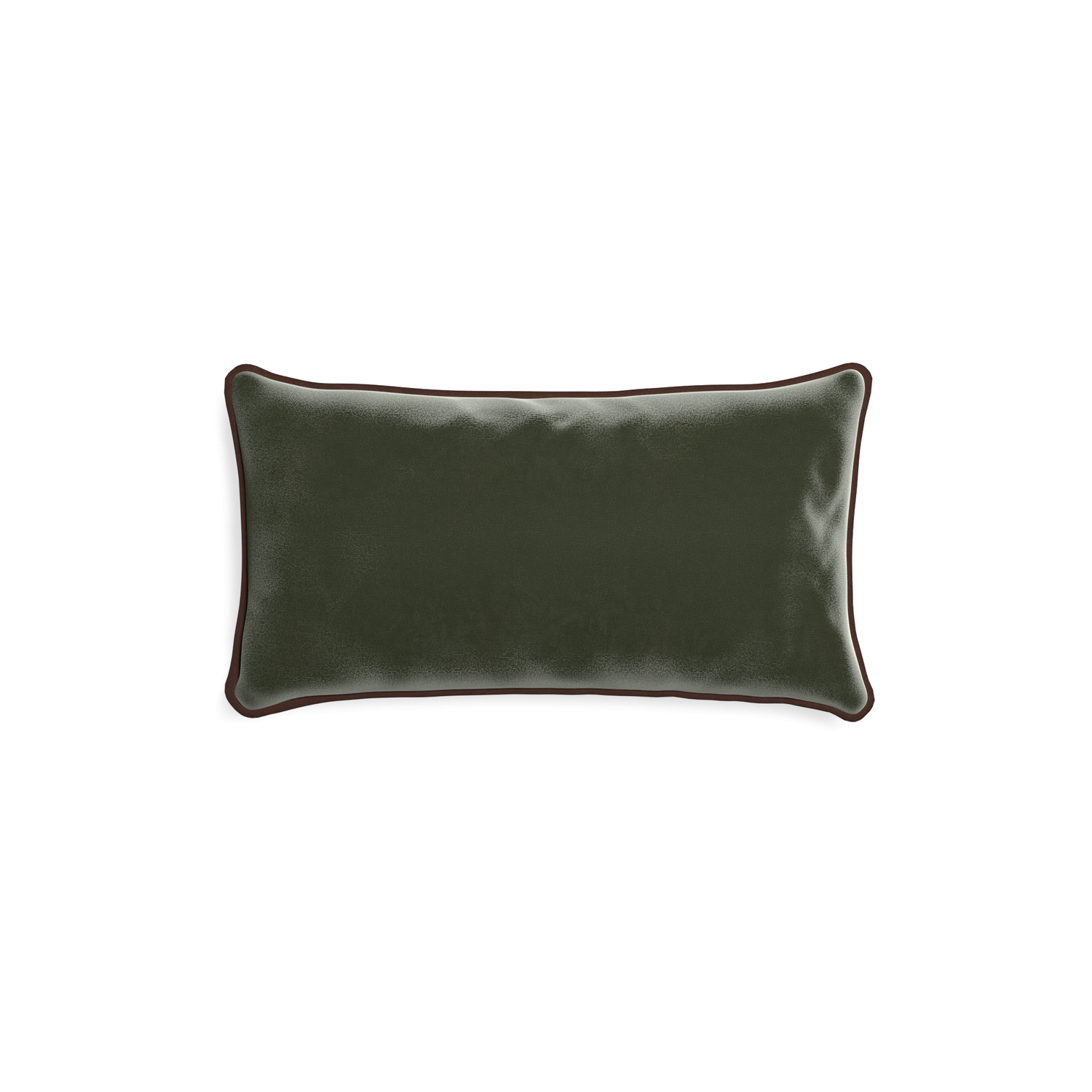 rectangle fern green velvet pillow with brown piping