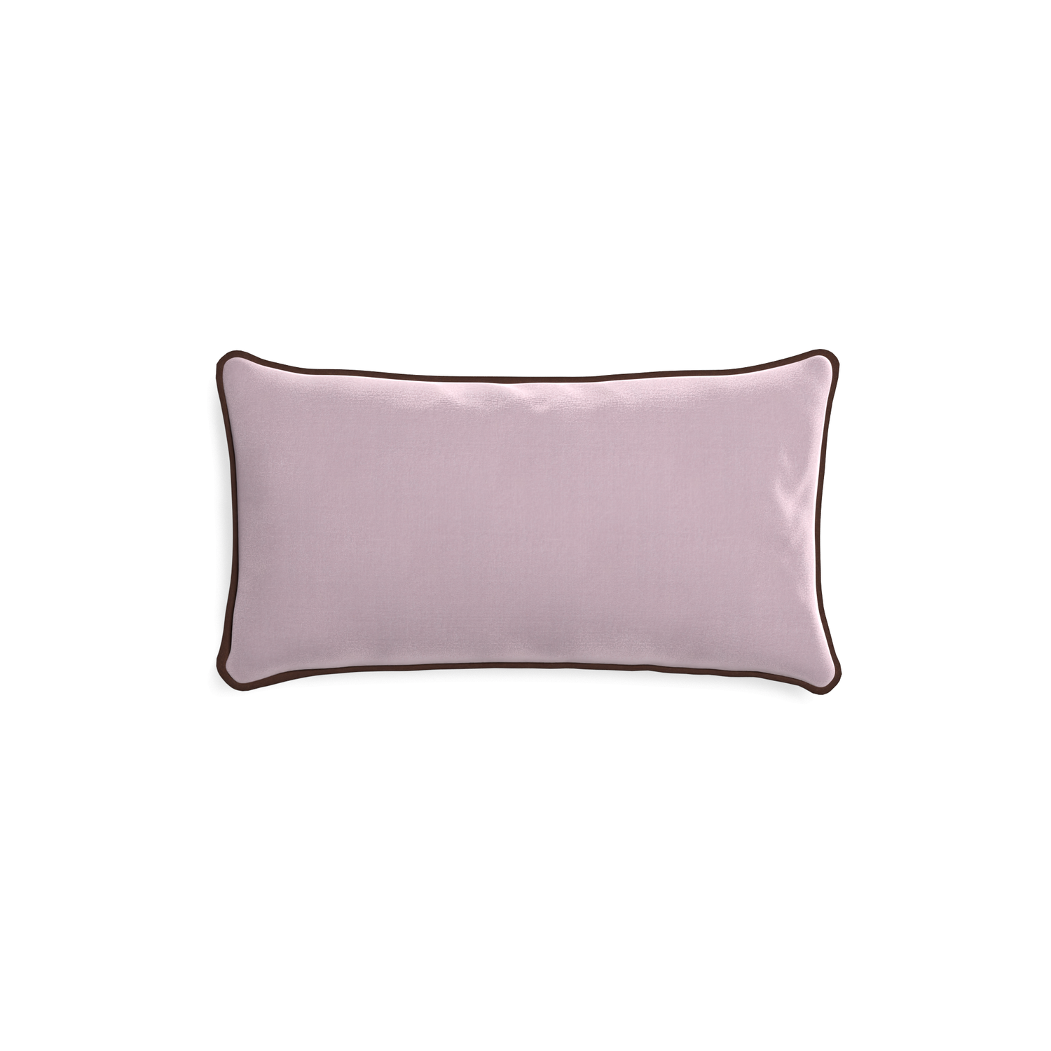 rectangle lilac velvet pillow with brown piping
