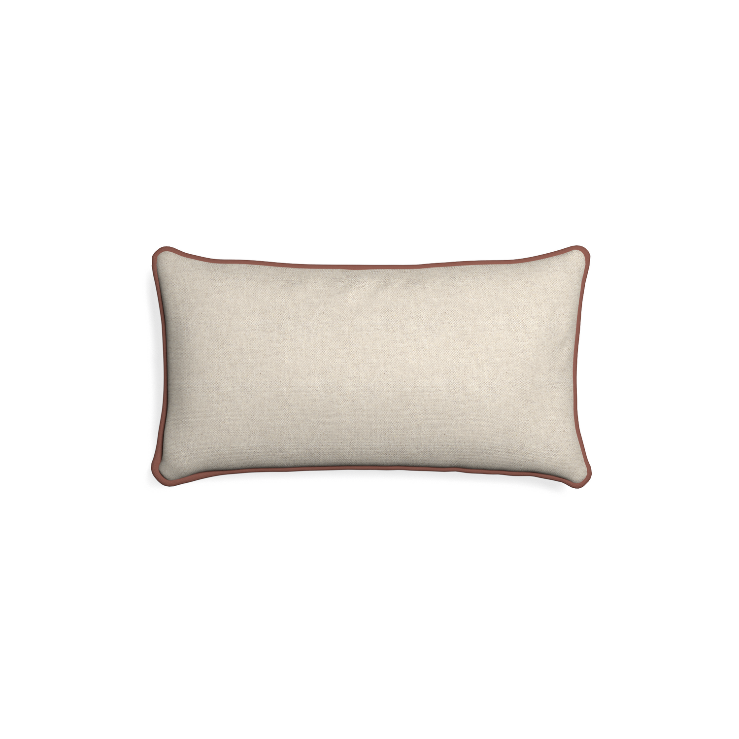 Petite-lumbar oat custom light brownpillow with w piping on white background