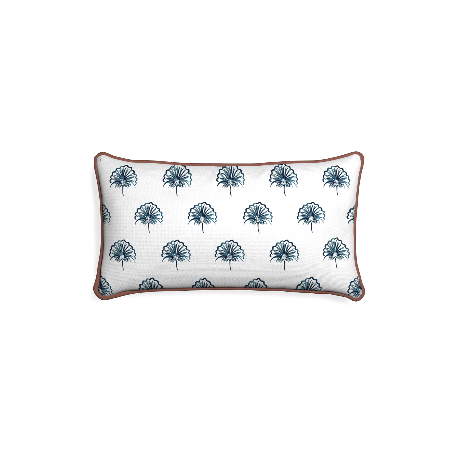 Petite-lumbar penelope midnight custom floral navypillow with w piping on white background