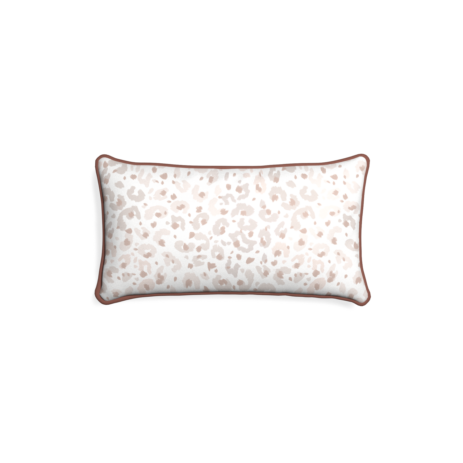 Petite-lumbar rosie custom beige animal printpillow with w piping on white background