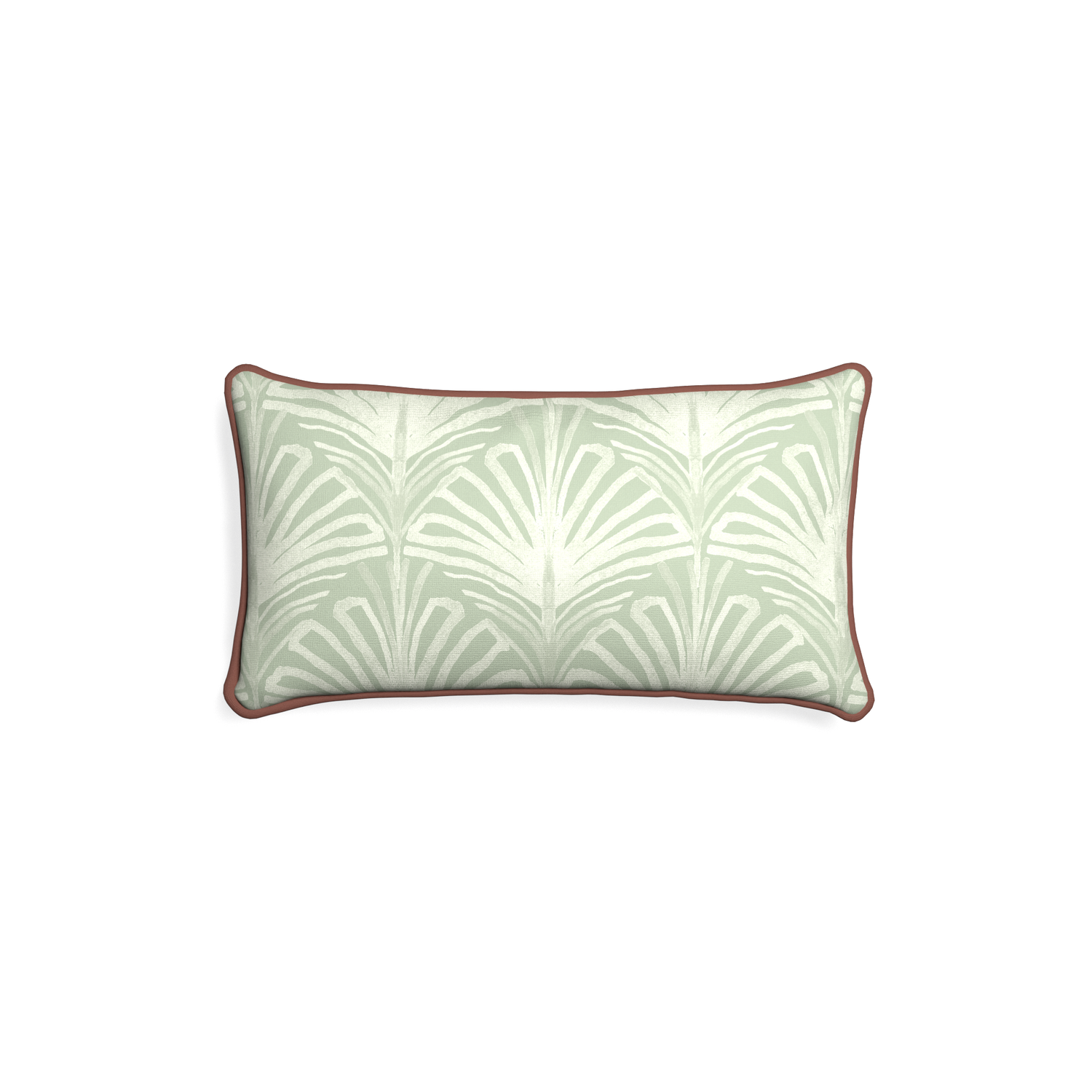 Petite-lumbar suzy sage custom sage green palmpillow with w piping on white background