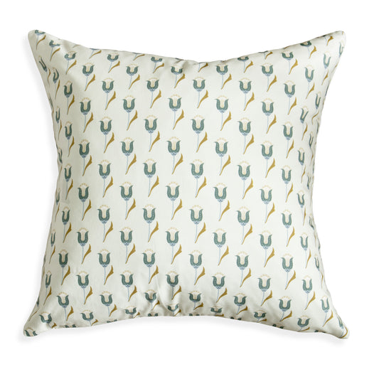 Abstract floral blue and green printed pillow