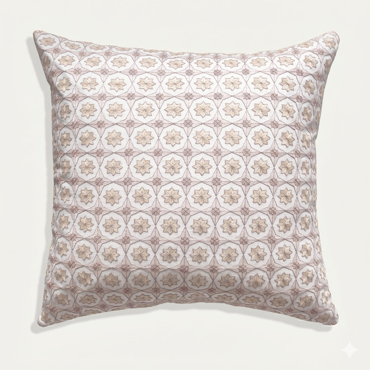 Hayes Almond decorative pillow with subtle geometric pattern, made-to-order, short lead times, crafted in the USA