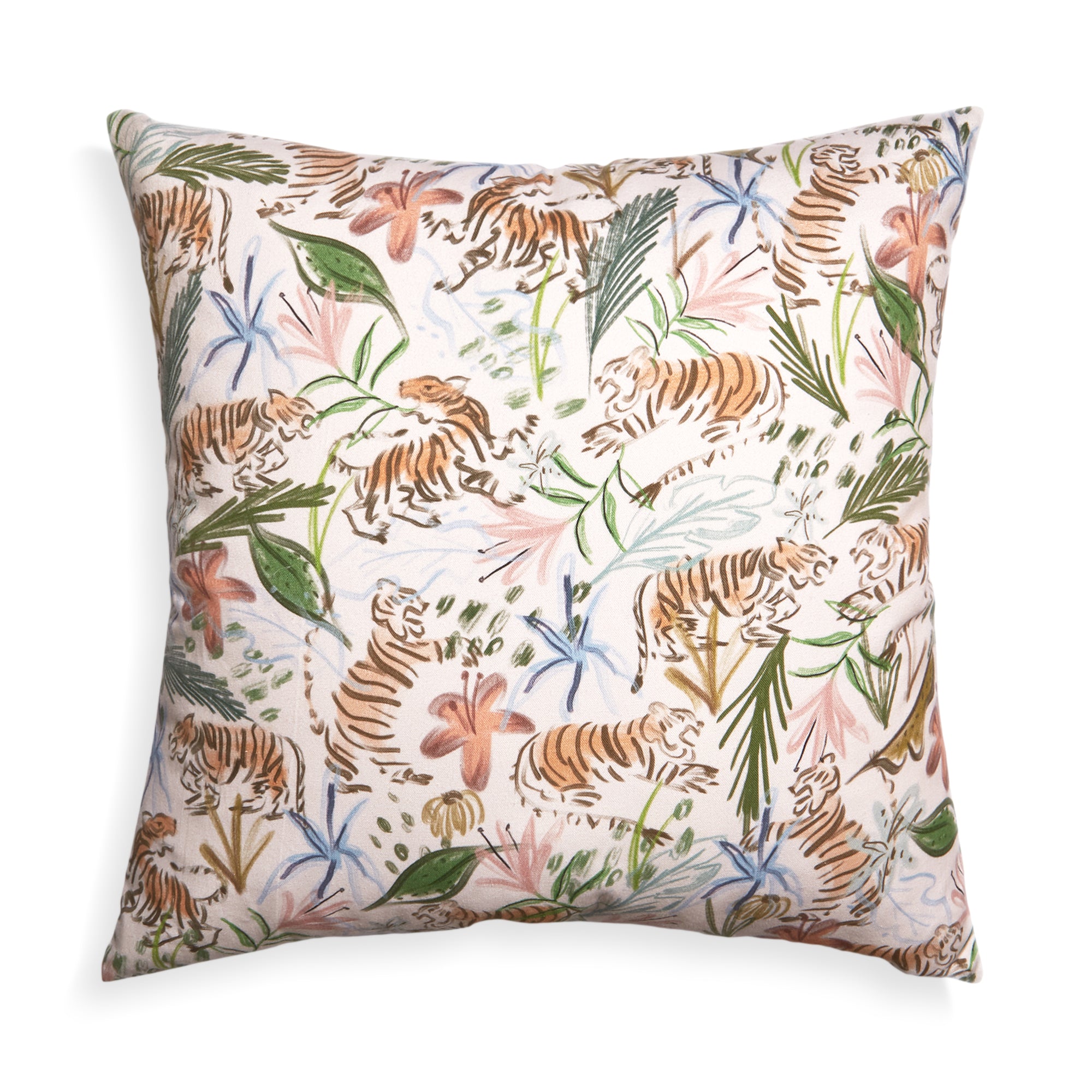 Pink Chinoiserie Tiger Printed Pillow