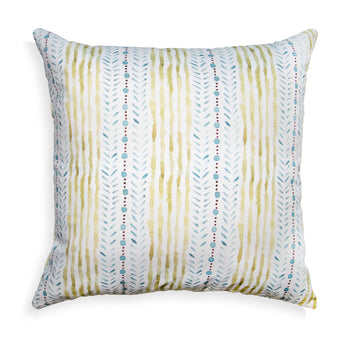 Blue & Green Striped Printed Pillow