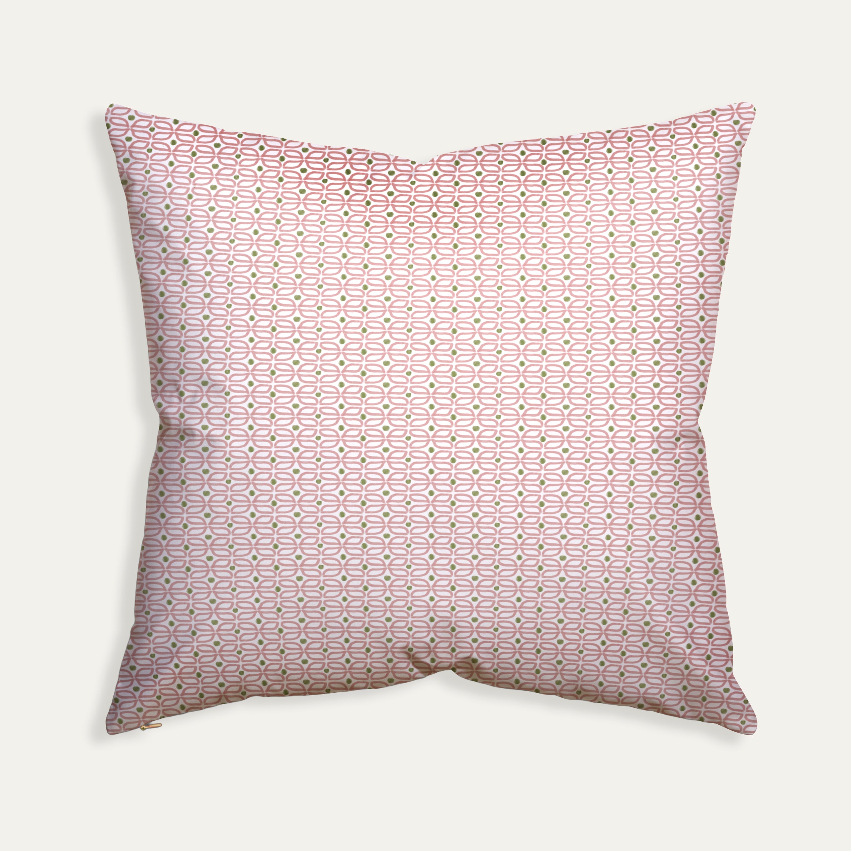 Loomi Pink made-to-order decorative pillow with subtle pink geometric pattern, manufactured in the USA with short lead times