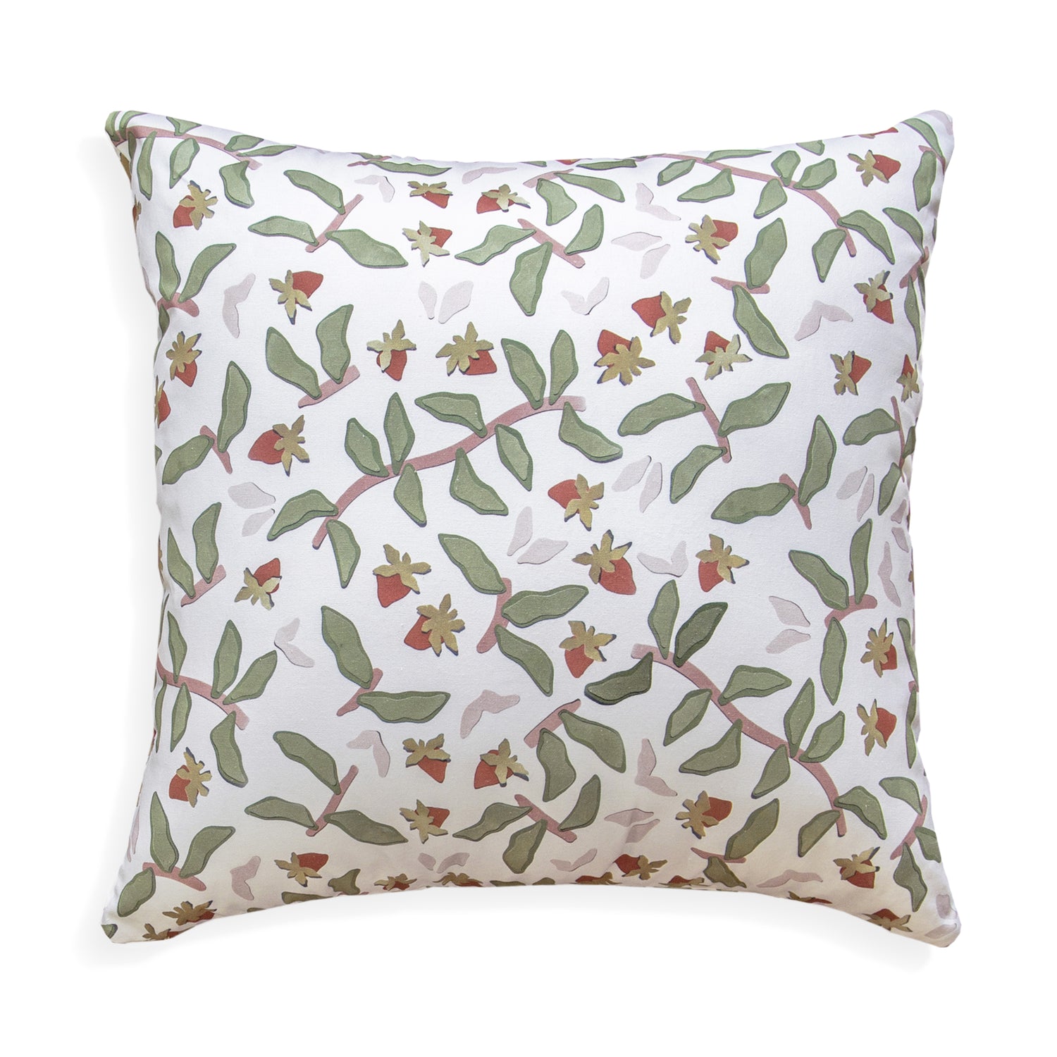 Strawberry & Botanical Printed Pillow