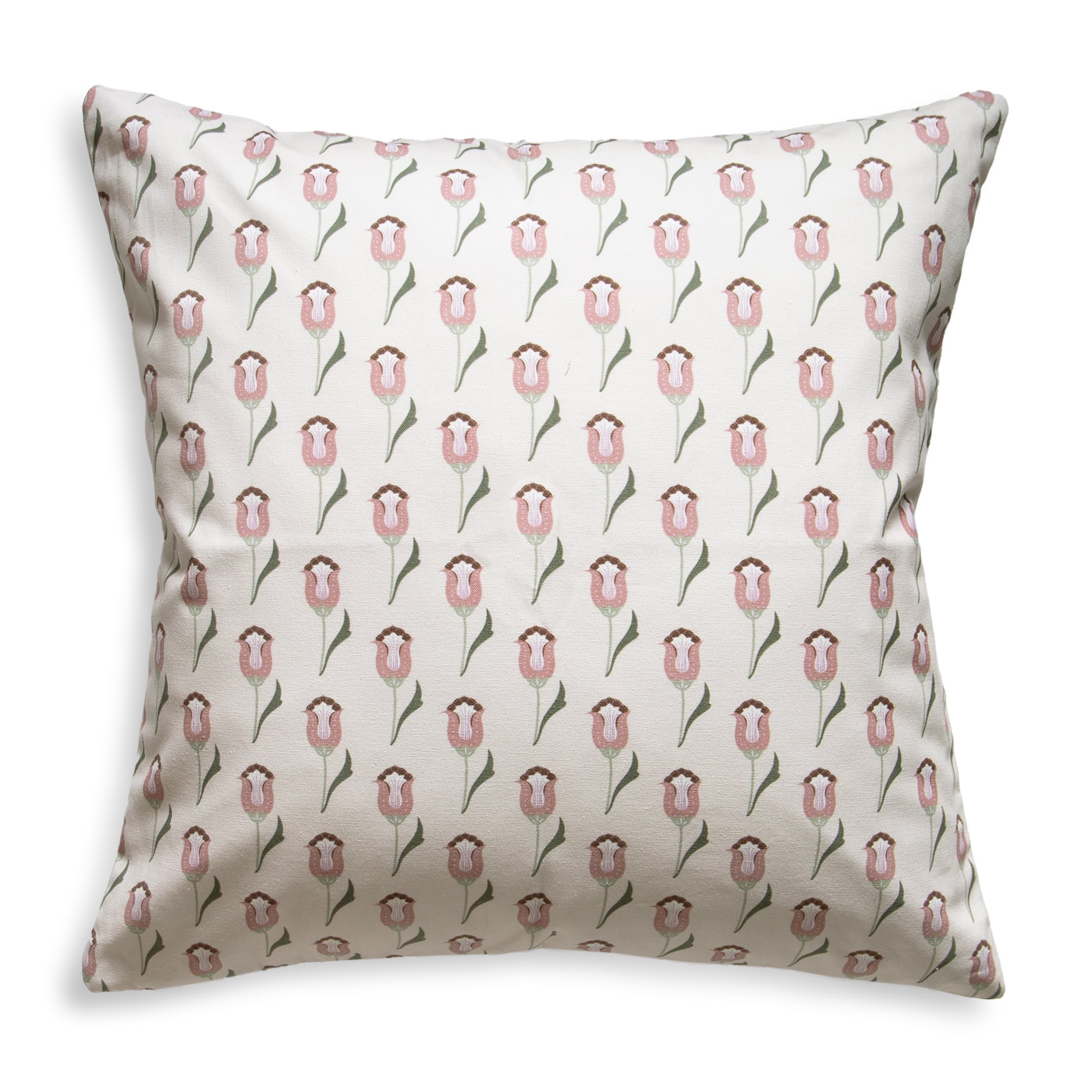 abstract floral pink and green patterned pillow