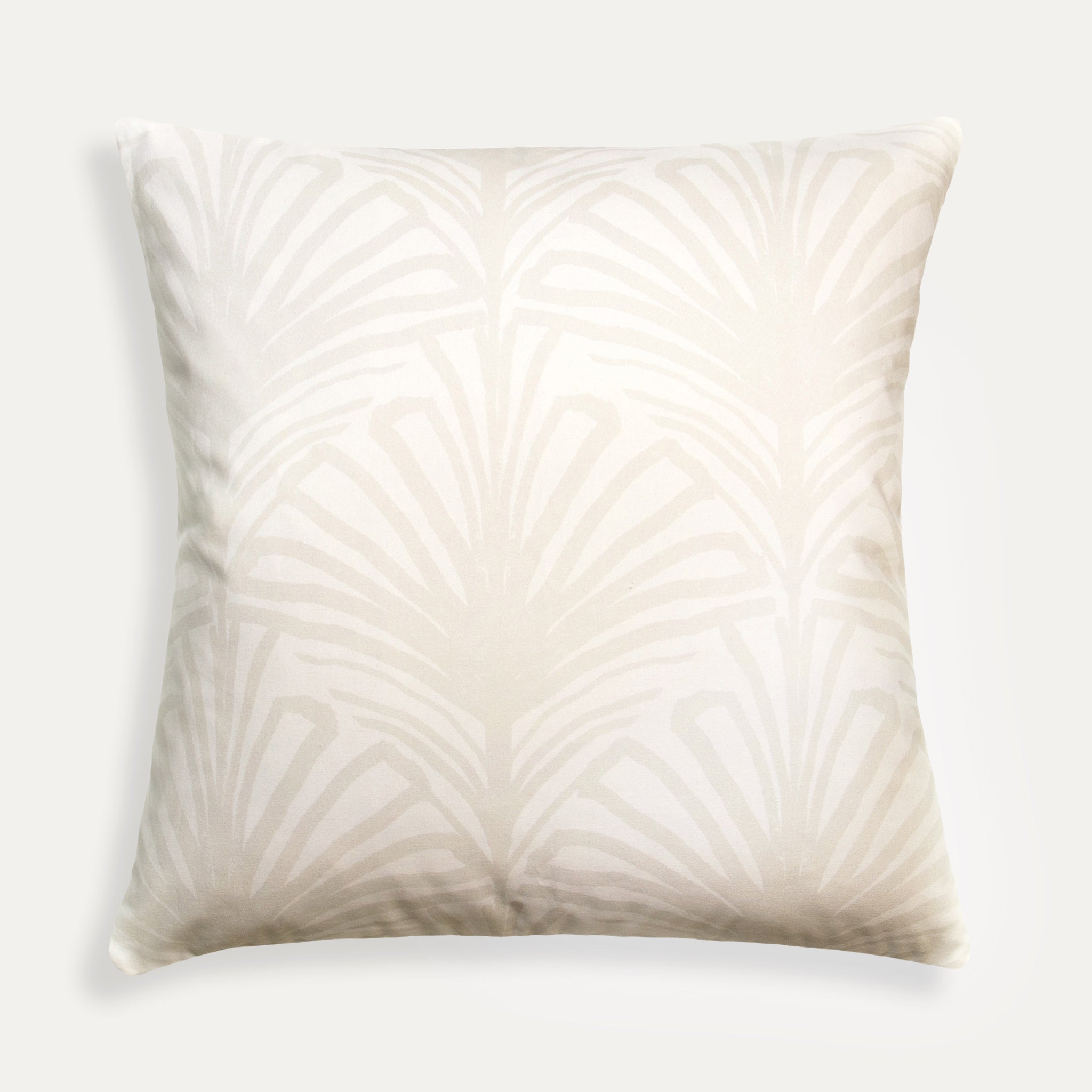 Suzy Sand made-to-order pillow in soft sand tones with subtle pattern, designed and manufactured in the USA, quick turnaround.