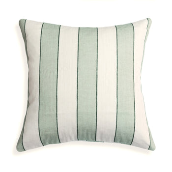 Florence Eucalyptus pillow with bold green stripes and soft linen texture, perfect for Pepper Home’s custom decor collection.