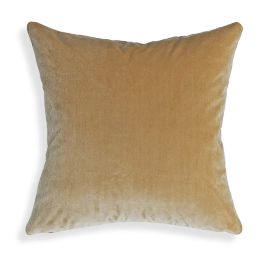 Camel Velvet velvet pillow with soft texture and warm golden tones for custom cozy home decor by Pepper Home.