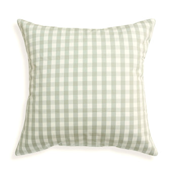 Millie Sage pillow with soft muted green gingham pattern, adding a custom touch to your home decor by Pepper Home
