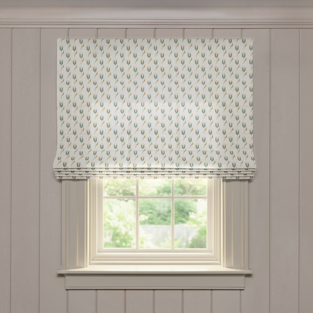  annabelle peacock custom blue floral roman shade: annabelle peacock | pepper homeon white background