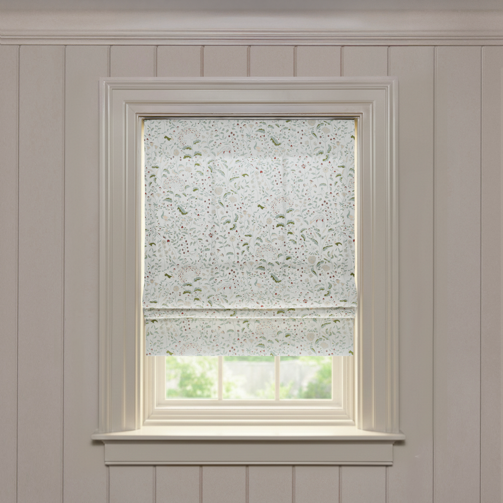  ruby moss custom woodland creatures roman shade: ruby moss | pepper homeon white background