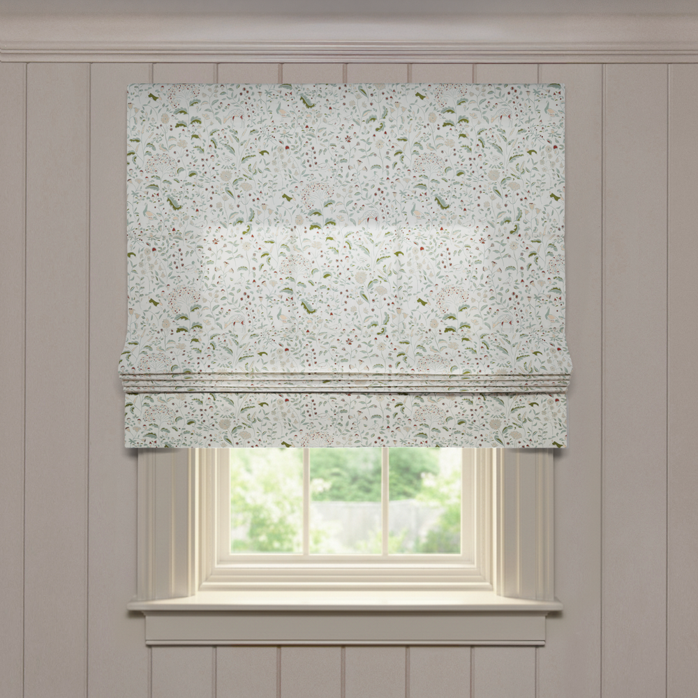  ruby moss custom woodland creatures roman shade: ruby moss | pepper homeon white background