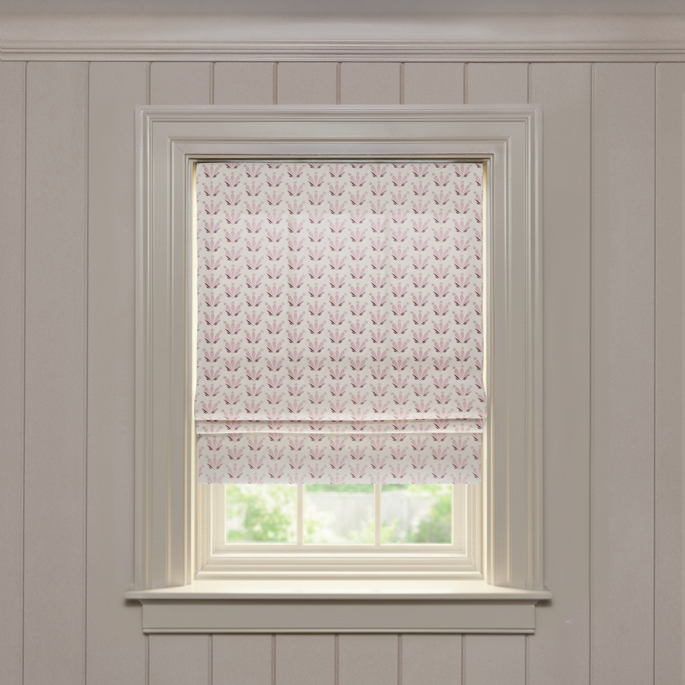  serena pink custom patterned roman shade: serena pink | pepper homeon white background